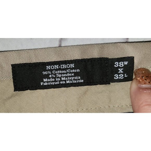 Nordstrom Mens Shop Dress Pants 38x32 Athletic Fit Non-Iron Chino Khaki NWOT - Picture 10 of 12